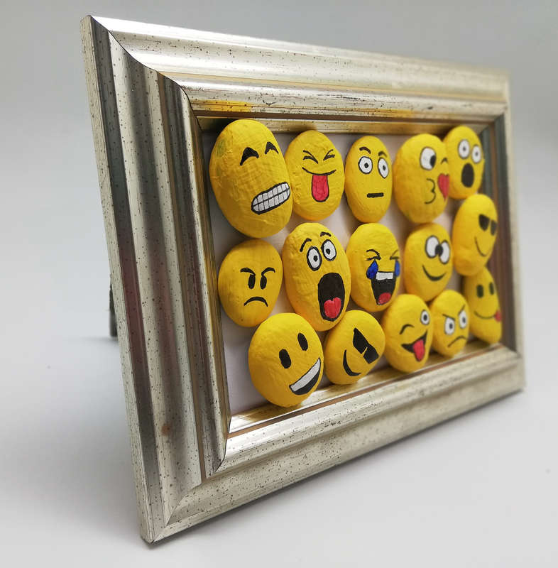 Emojis in a frame (Pebble art)