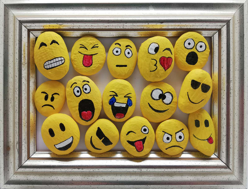 Emojis in a frame (Pebble art)