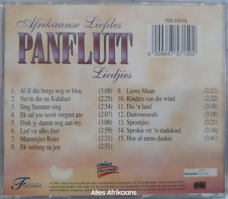 Afrikaanse Liefdes Panfluit liedjies (CD)