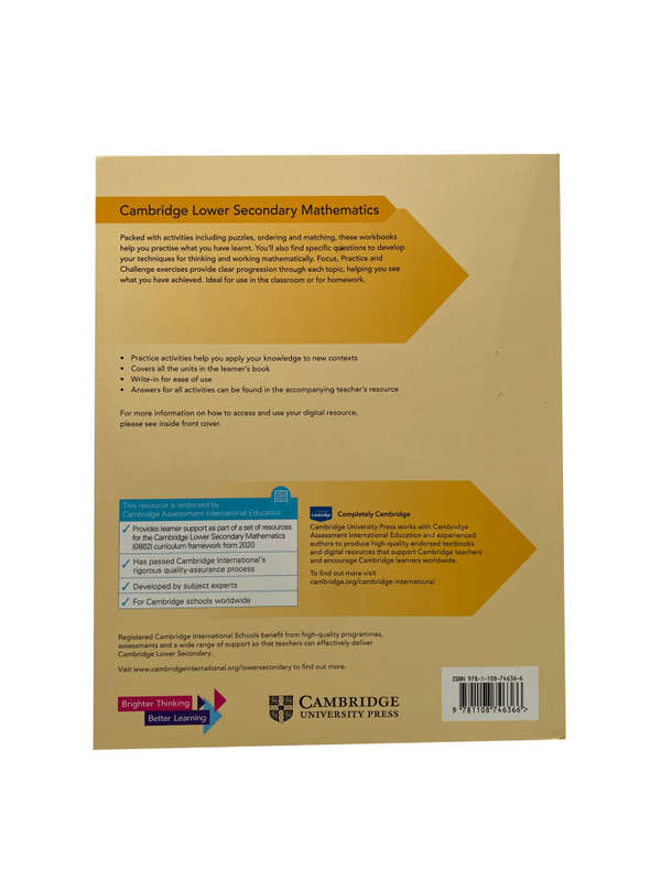Cambridge Lower Secondary Mathematics Workbook 7 with Digital Access (1 Year)