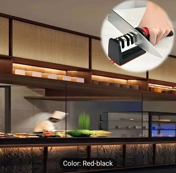 4-Stage Professional Knife Sharpener - Manual Kitchen Sharpening Stone for Tungsten, Diamond & Ceram