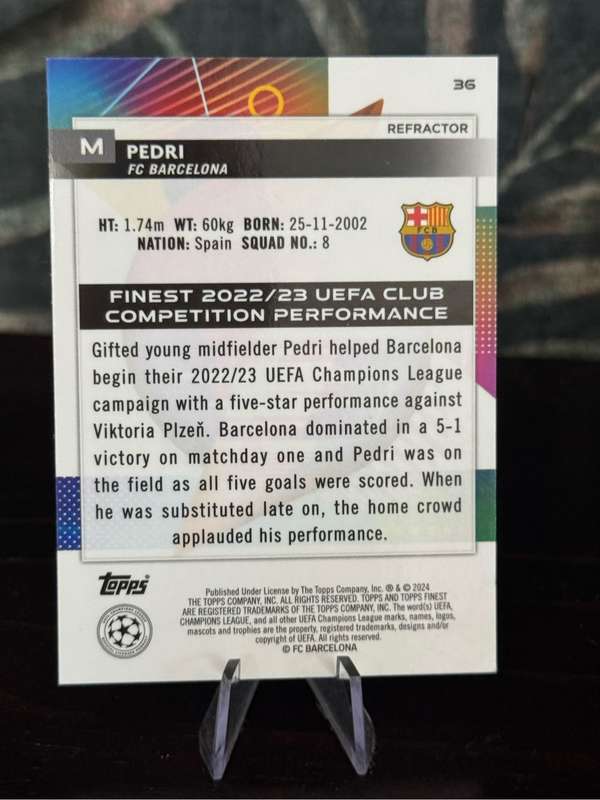 2024 Topps Finest - Pedri Refractor - Barcelona