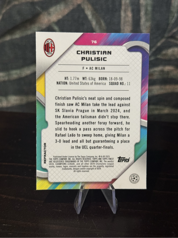 2024-25 Topps Finest - Christian Pulisic Refractor - AC Milan
