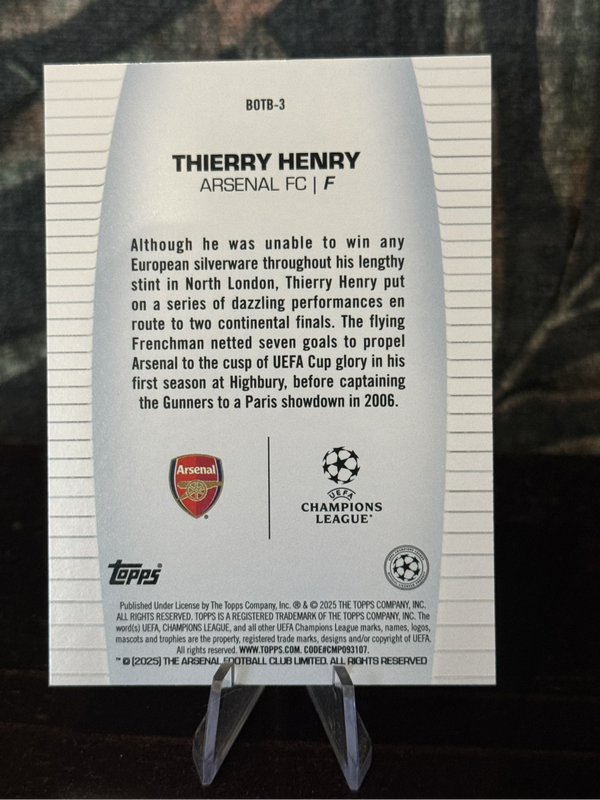 2025 Topps - Thierry Henry Best of the Best - Arsenal