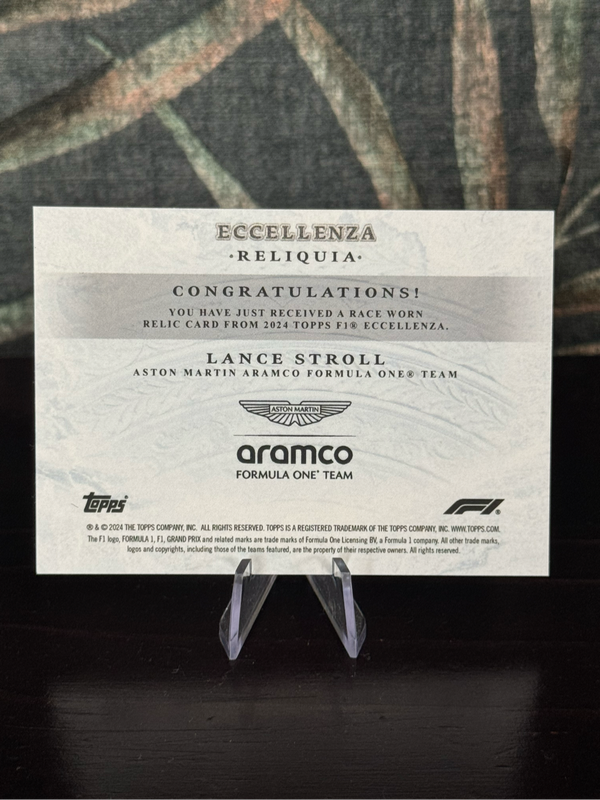2024 Topps Eccellenza - Lance Stroll Race Worn Suit Memorabilia