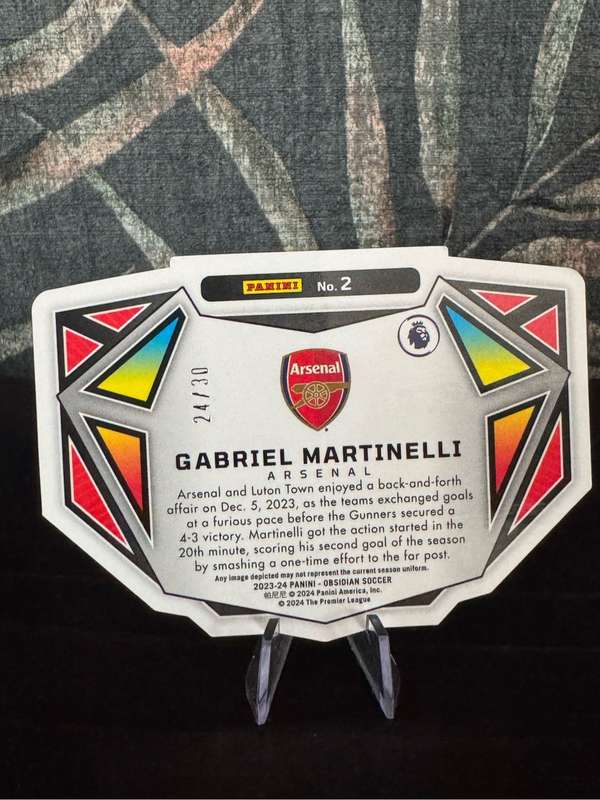 2023-24 Panini Obsidian - Gabriel Martinelli Vitreous Die-Cut Red Crystals 24/30 - Arsenal