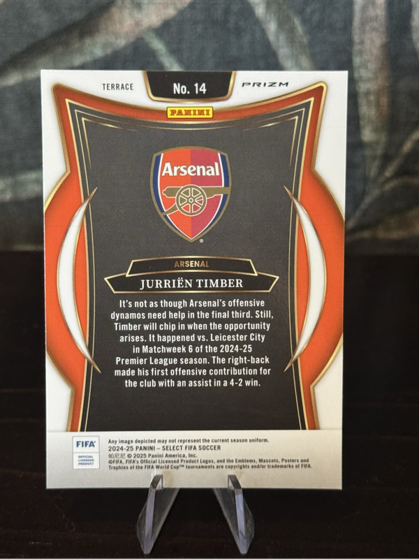 2024-25 Panini Select - Jurrien Timber Red,White & Blue Prizm - Arsenal