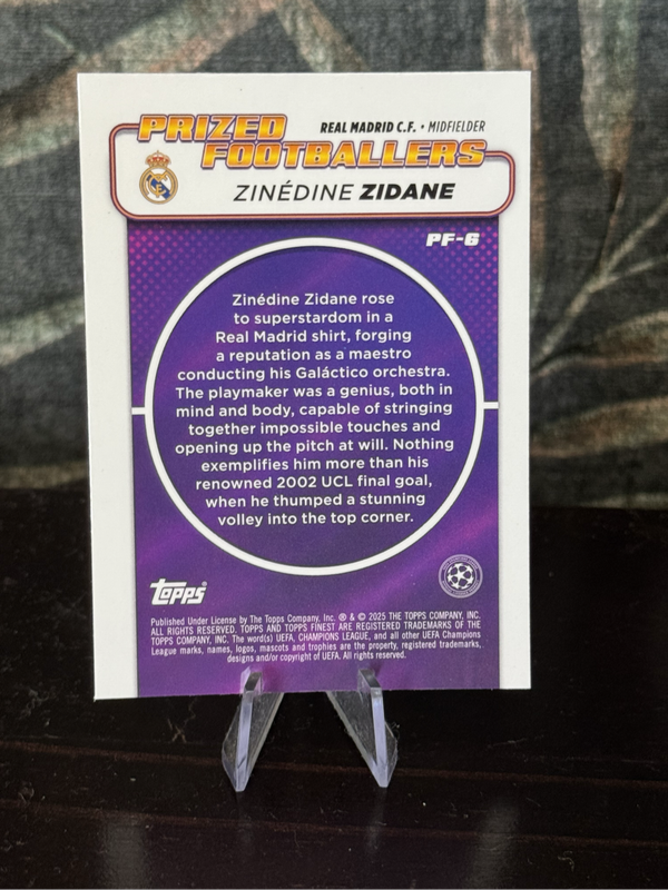 2025 Topps Finest - Zinedine Zidane Prized Footballers - Real Madrid