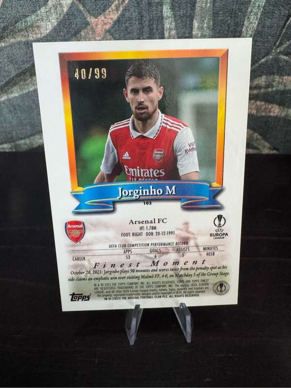 2022-23 Tops Finest - Jorginho Blue Refractor Flashbacks 40/99