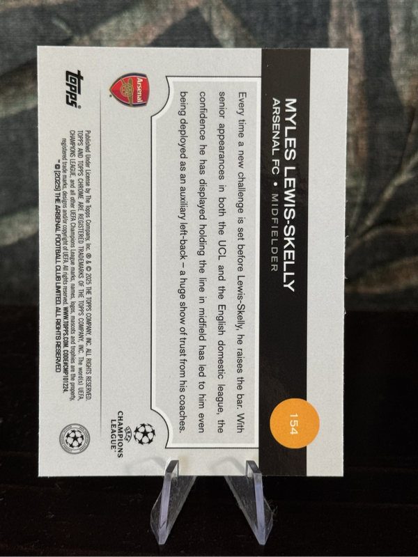 2025 Topps Chrome - Myles Lewis-Skelly RC Pulsar Refractor - Arsenal