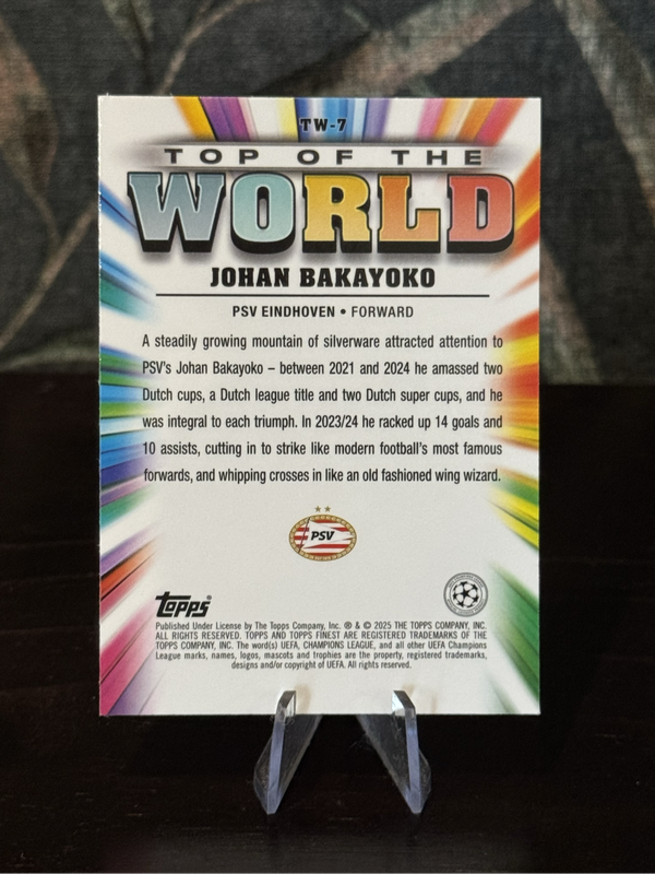 2024-25 Topps Finest - Johan Bakayoko Top of the World - PSV
