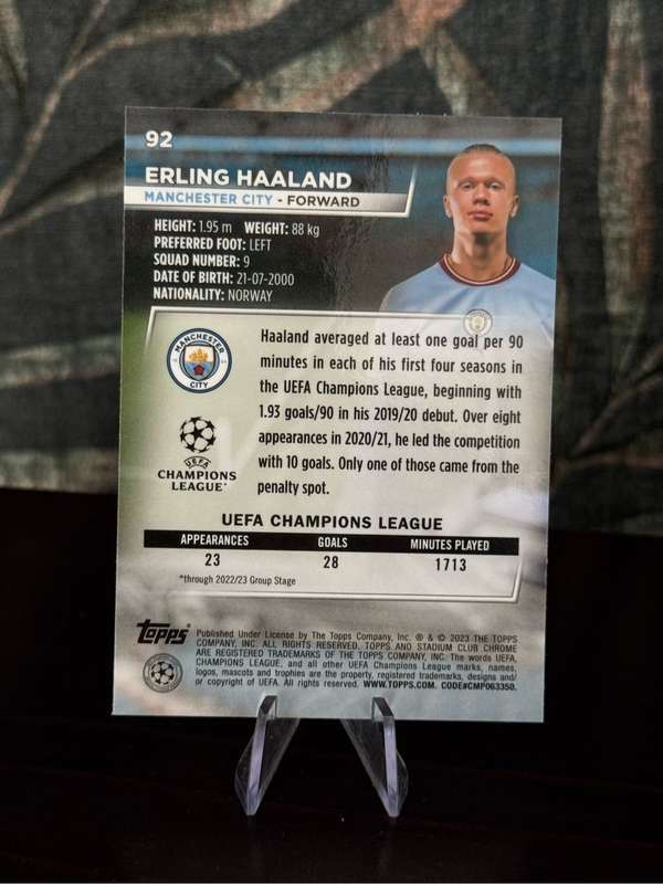 2022-23 Topps Stadium Chrome - Erling Haaland Pink & Red Elecric Charge Refractor - Man City