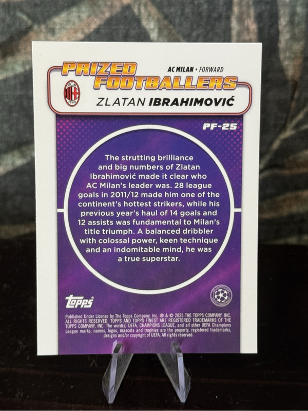 2025 Topps Finest - Zlatan Ibrahimovic Prized Footballers - AC Milan