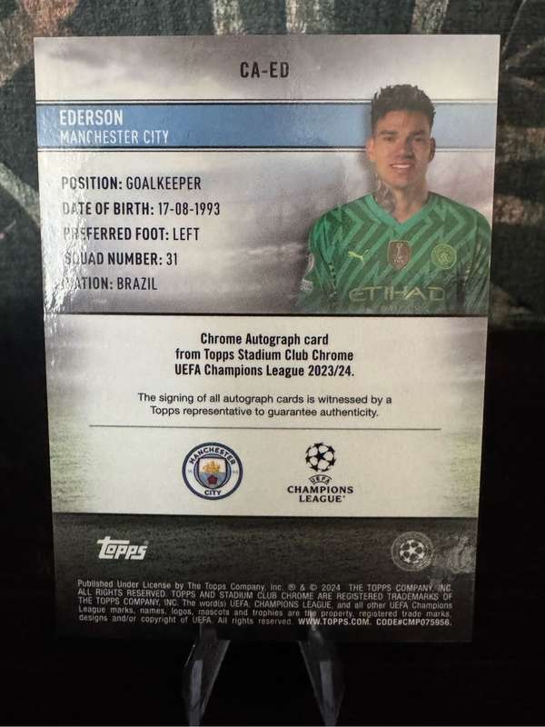 2024 - Topps Chrome Stadium - Ederson AUTO 23/50 - Manchester City