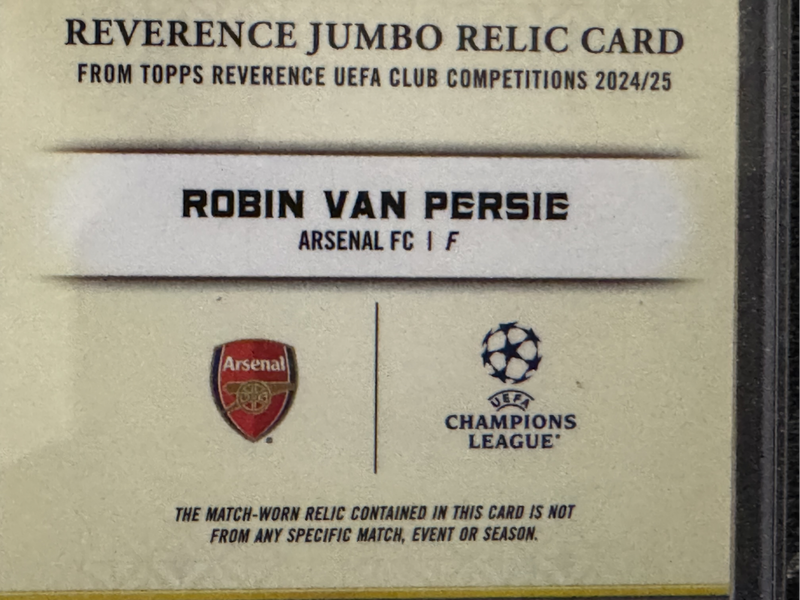 2025 Topps Reverence - Robin Van Persie Jumbo Relic (Match-Worn) 10/25 - Arsenal