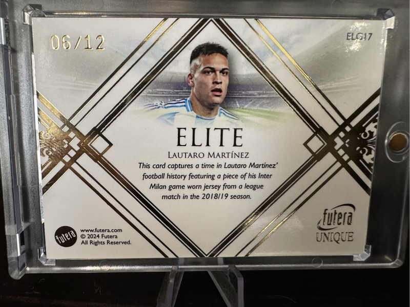 2024 Futera - Lautaro Martinez Elite Gold Frame /12 - Quad Match Worn Patch