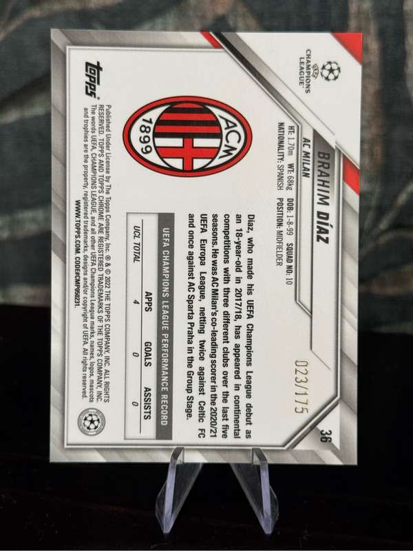 2022 Topps Chrome - Brahmin Diaz Pink Refractor 23/175 - AC Milan