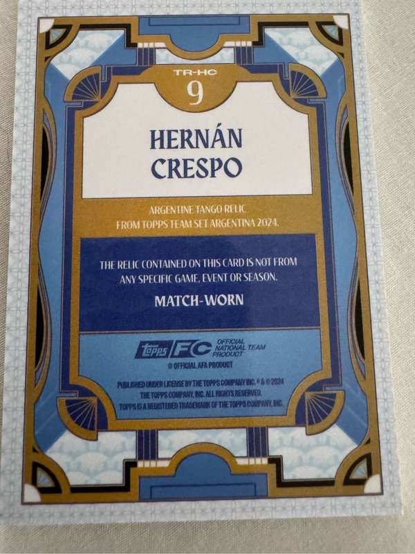2024-25 Topps Argentina Team Set - Hernan Crespo Tango Relic Match Worn