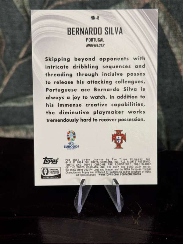 2024 Topps Chrome EURO - Bernardo Silva Yellow Refractor 5/125 - Portugal