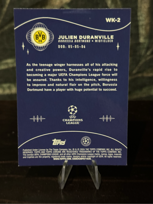 2024 Topps Chrome - Julien Duranville Wonderkids RC - Borussia Dortmund