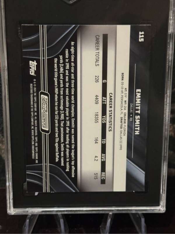 2023 Topps Chrome - Emmitt Smith Chrome Black SGC 10 GM - Dallas Cowboys