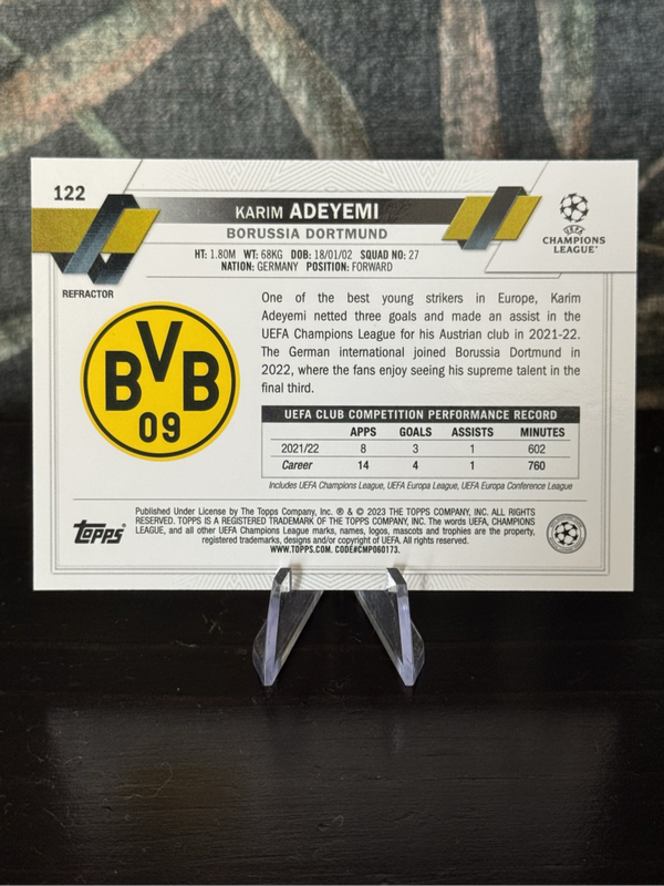 2023 Topps Chrome - Karim Adeyeni Refractor - Borussia Dortmund