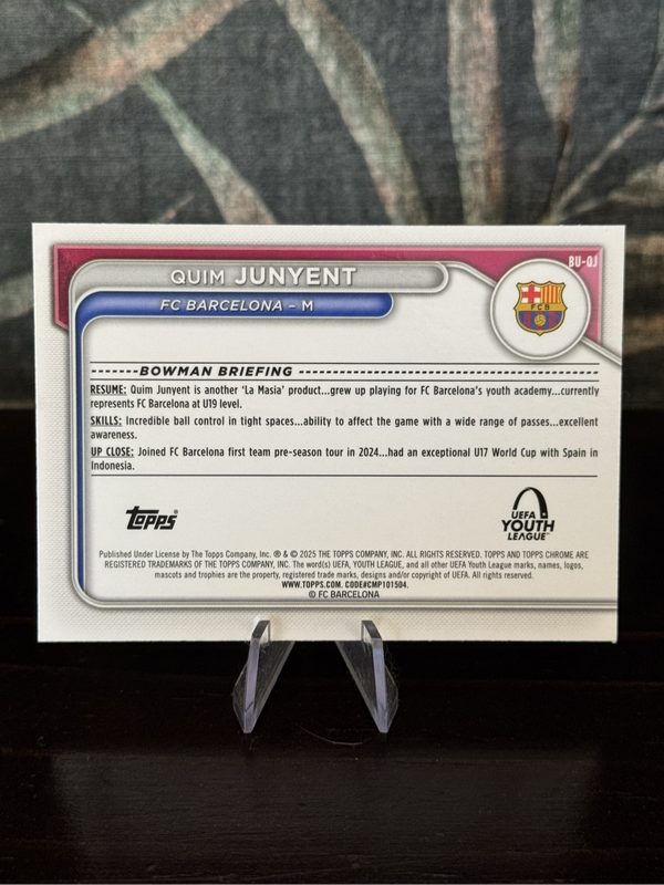 2025 Topps Chrome - Quim Junyeni 1st Bowman Youth League - Barcelona