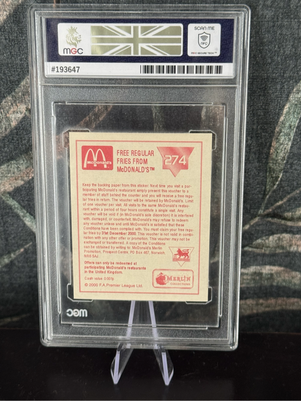 2000 Merlin Premier League - David Beckham McDonalds Promo Sticker MGC 9