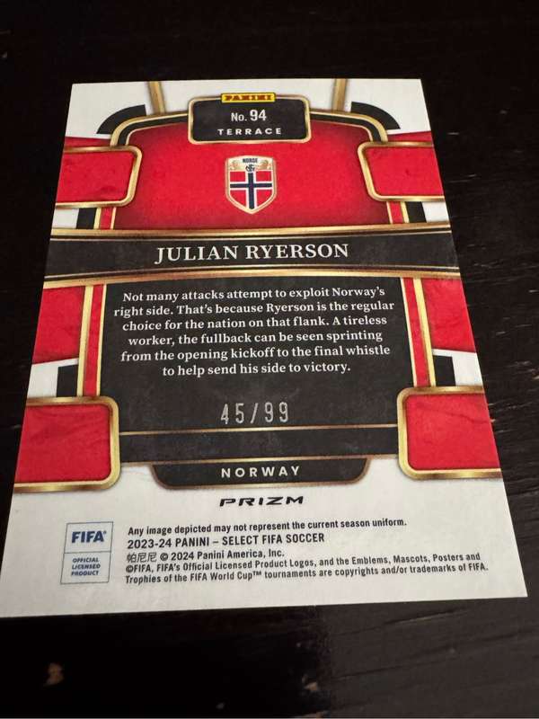 2023-24 SELECT - Julian Ryerson - Winter Camo Prizm Rookie - Norway - Terrace #94
