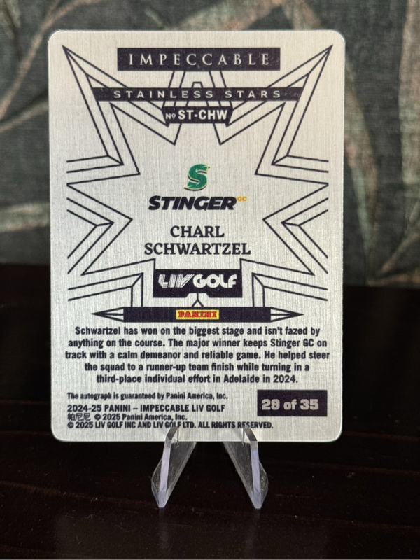 2024-25 Panini Impeccable - Charl Schwartzel Stainless Stars ON CARD AUTO 29/35 - Stinger GC