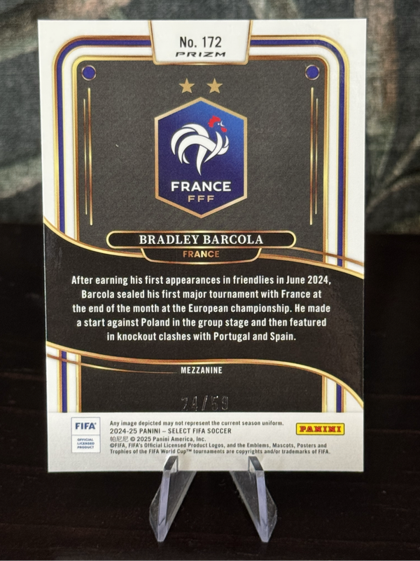 2024-25 Panini Select - Bradley Barcola Pink Prizm 24/59 - France
