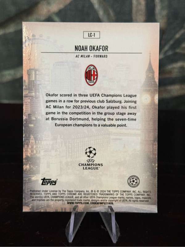 2024 Topps Chrome - Noah Okafor London Calling - AC Milan