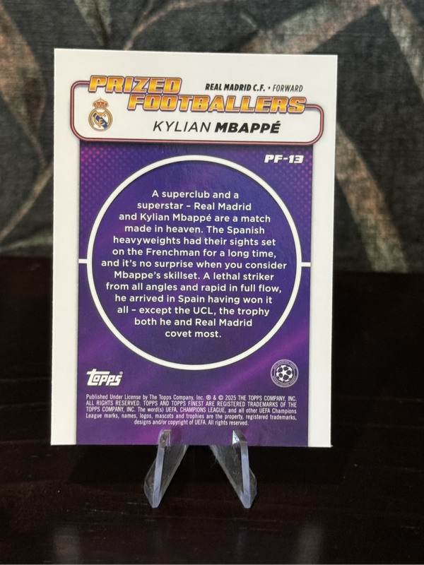 2024-25 Topps Finest - Kylian Mbappe Prized Footballers - Real Madrid