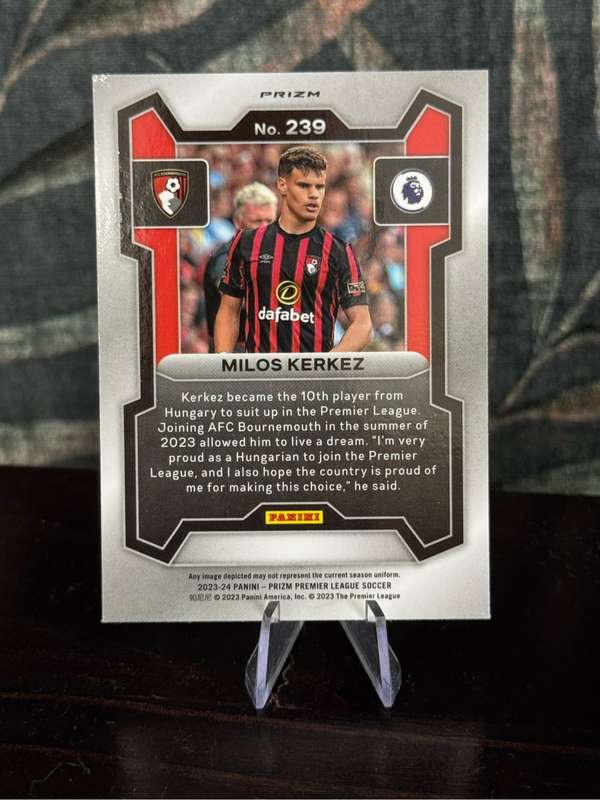 2023-24 Panini Prizm - Milos Kerkez Blue Mosiac RC - Bournemouth