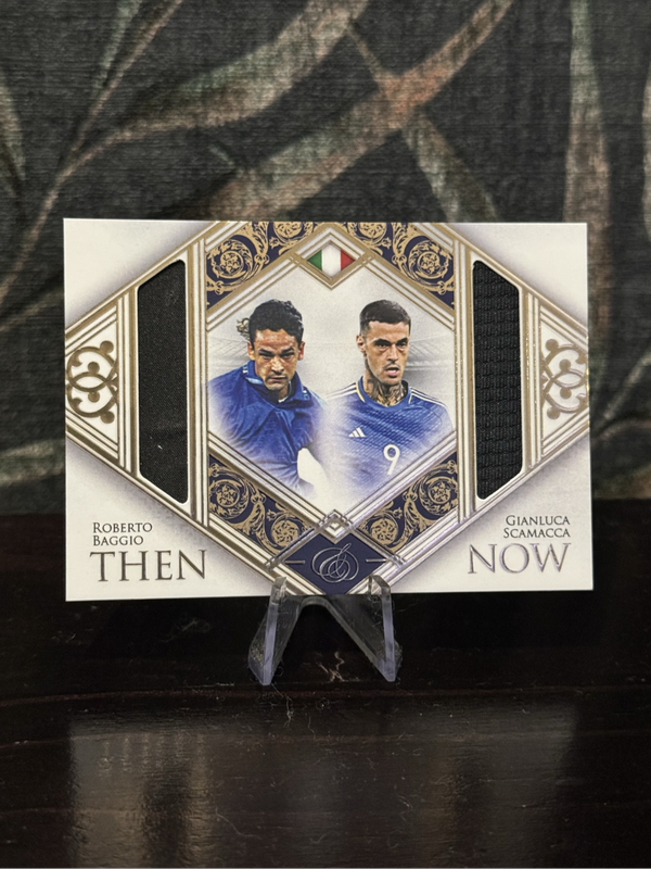 2024 Futera - Roberto Baggio Gianlucca Scamacca Then & Now 16/17 - Dual Player Worn Patch