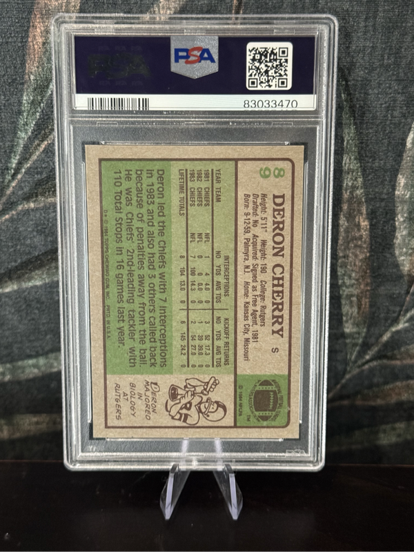 1984 Topps - Deron Cherry PSA 8 NM-MT - Kansas City Chiefs