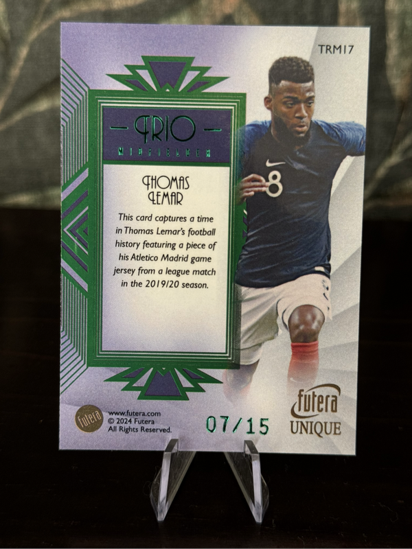 2024 Futera Unique - Thomas Lemar Trio Midfielder Match-Worn Patch 07/15 - France