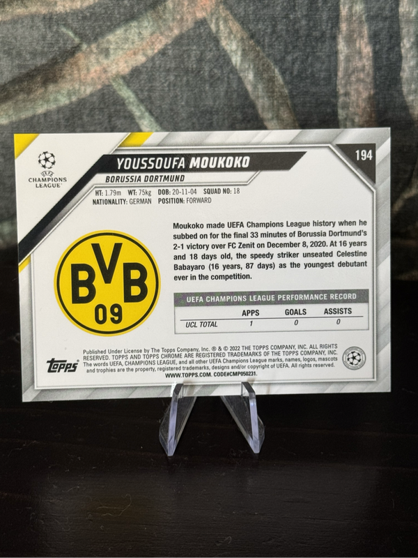 2022 Topps Chrome - Youssoufa Moukoko - Borussia Dortmund