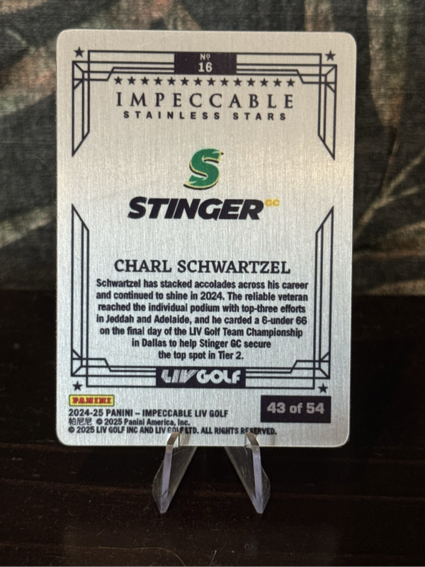 2024-25 Panini Impeccable - Charl Schwartzel Stainless Stars 43/54 - Stinger GC
