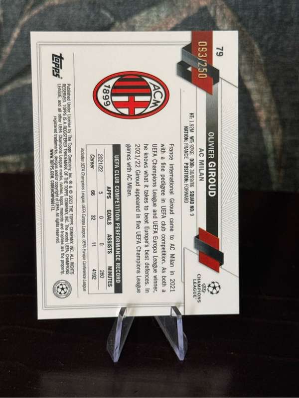 2023 Topps Chrome - Olivier Giroud Pink Shimmer 93/250 - AC Milan