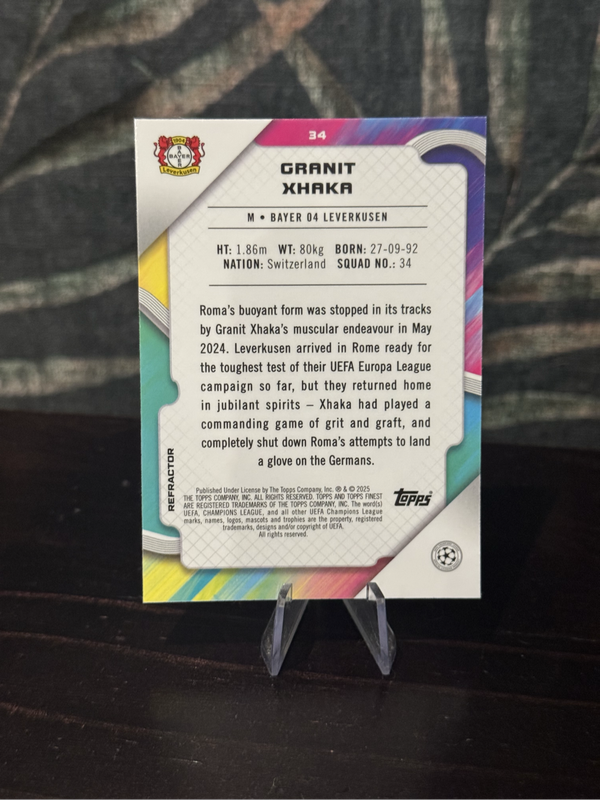 2025 Topps Finest - Granit Xhaka Refractor - Bayern Leverkusen