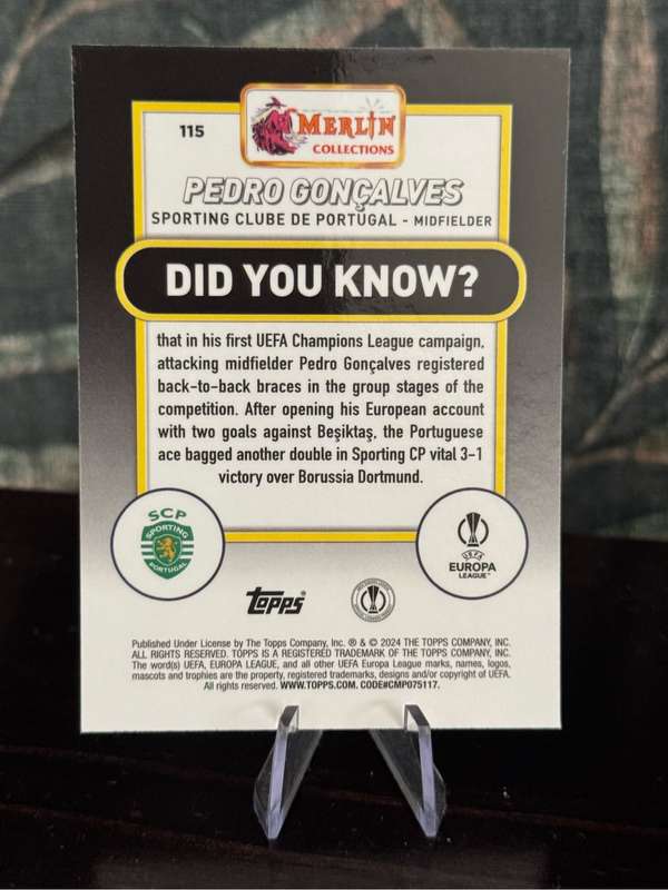 2024 Topps Merlin - Pedro Goncalves Yellow Shimmer 174/175 - Sporting Lisbon