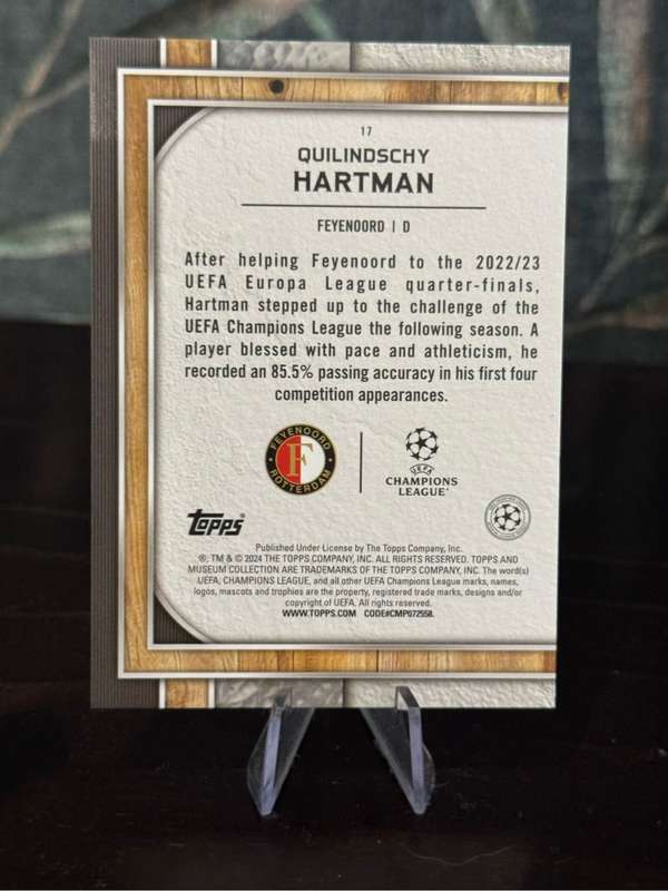 2024 Topps Museum - Quilindschy Hartman RC - Feyenoord