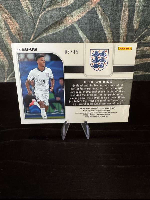 2023-24 Panini Obsidian - Ollie Watkins Galaxy Gear Patch /49 - England