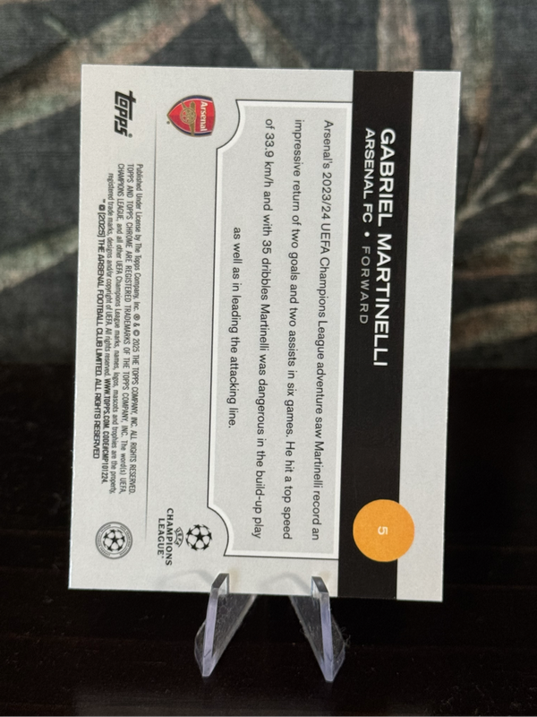 2025 Topps Chrome - Gabriel Martinelli Refractor - Arsenal