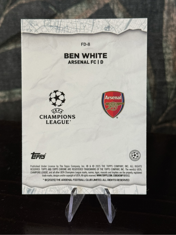 2025 Topps Chrome - Ben White Road to Destination Refractor - Arsenal