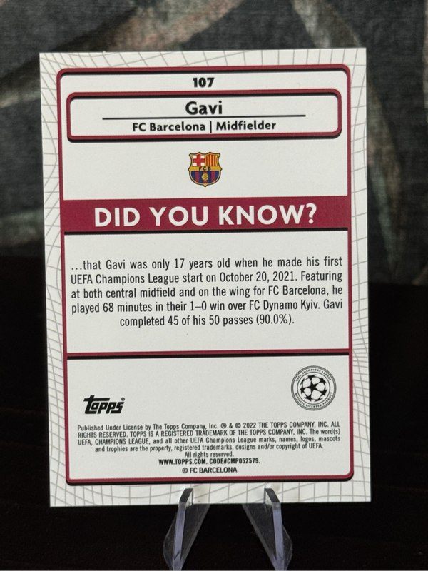 2021-22 Topps Merlin - Gavi Aqua Prism RC - Barcelona