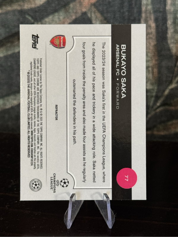 2025 Topps Chrome - Bukayo Saka Refractor - Arsenal