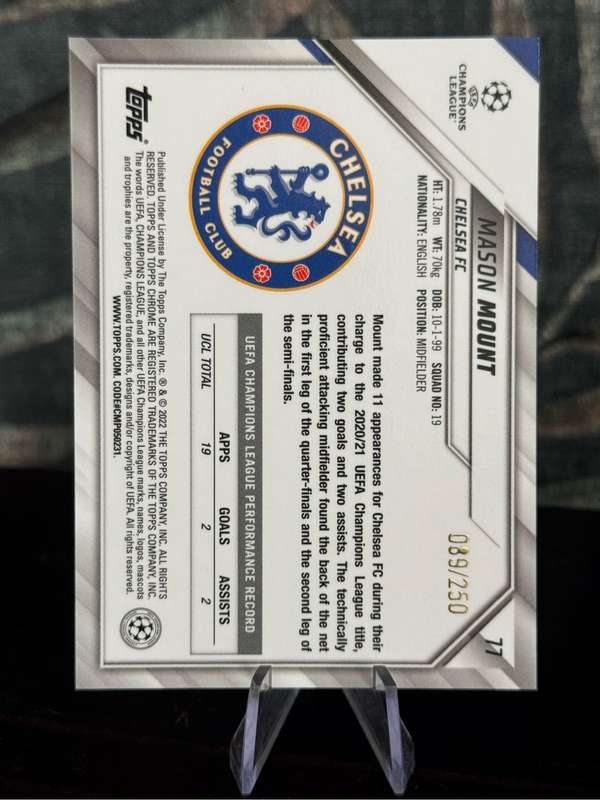2022 Topps Chrome - Mason Mount Purple Diamond 89/250 - Chelsea