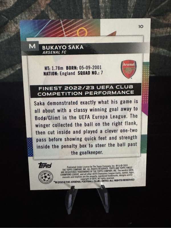 2024 Topps Finest - Bukayo Saka Purple Shimmer 118/199
